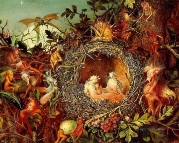 Fairy Painting - John Anster Fitzgerald Fairies in a Nest for kid